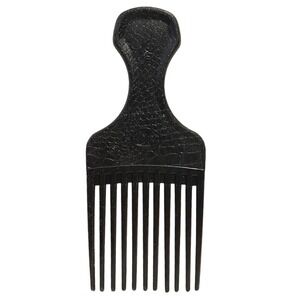 Vintage Used Goody‎ Large Black Lift Hair Pick Faux Croc Snake Skin Leather